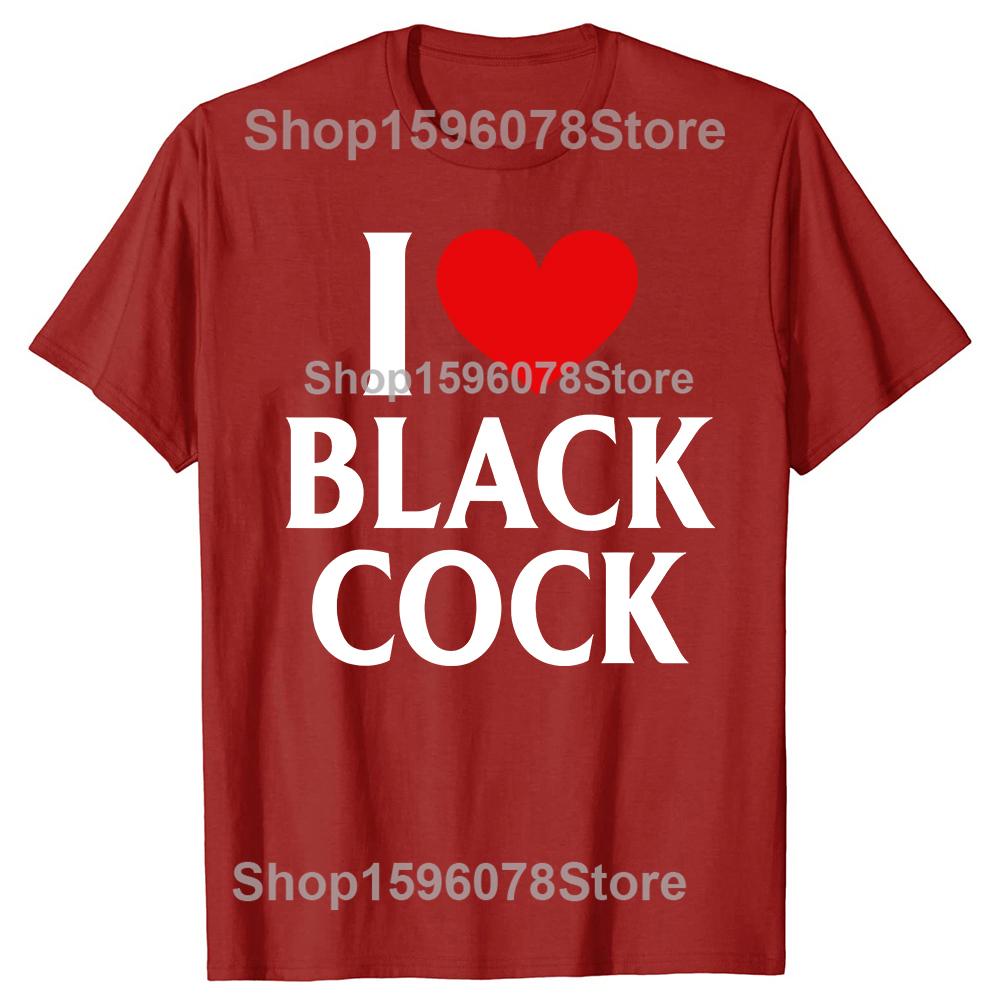 Смешная футболка I Love Black Cock Красное Сердце Летняя Мужская Одежда Модные Футболки Хлопок Короткий Рукав Оверсайз Свободная Футболка Топы