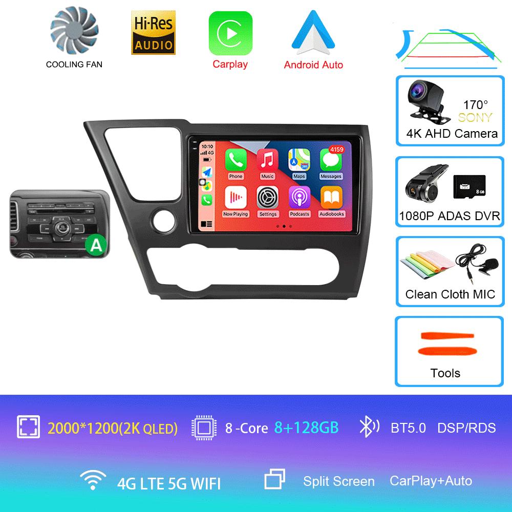 Автомагнитола Android 14 Для Honda Civic 9 9-го поколения США Седан Купе Мультимедийный плеер Видео Carplay DSP GPS Без 2din DVD Головное устройство