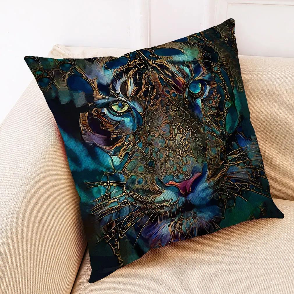 Чехол на подушку с изображением диких животных Hoga Decorative Pillow Funda Cojines 45x45 Housse De Coussin Nordic Throw Pillow Cover for Sofa Car