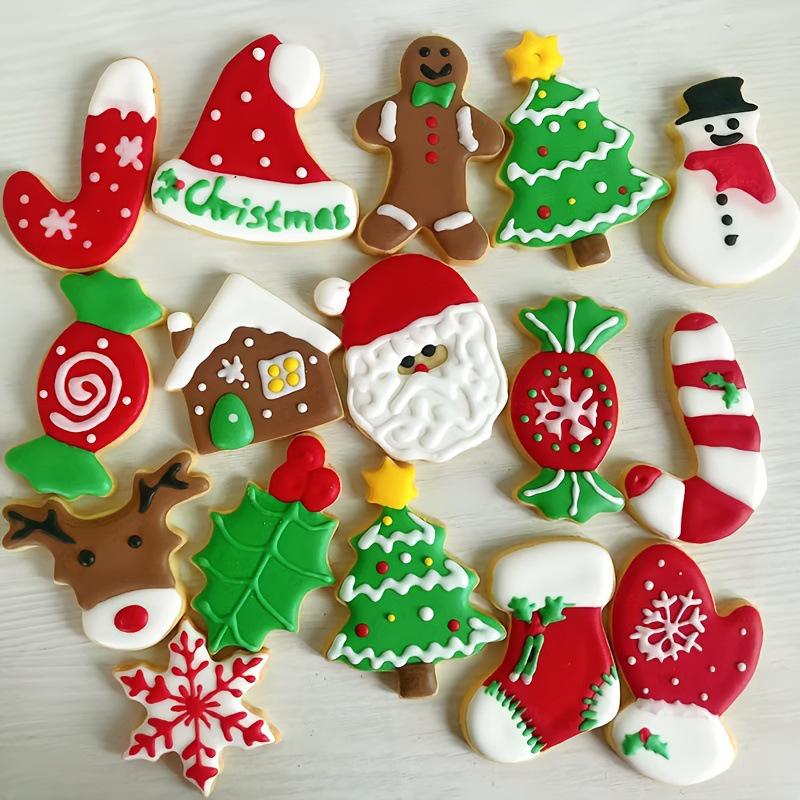 12pcs Christmas Cookie Cutters, Stainless Steel Pastry Cutters, Biscuit Molds, Baking Tools, Kitchen Gadgets, Kitchen Accessorie
