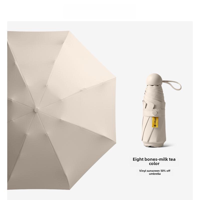 Компактный женский зонт с золотым тиснением: Защита от ультрафиолета, портативный складной, для солнца и дождя