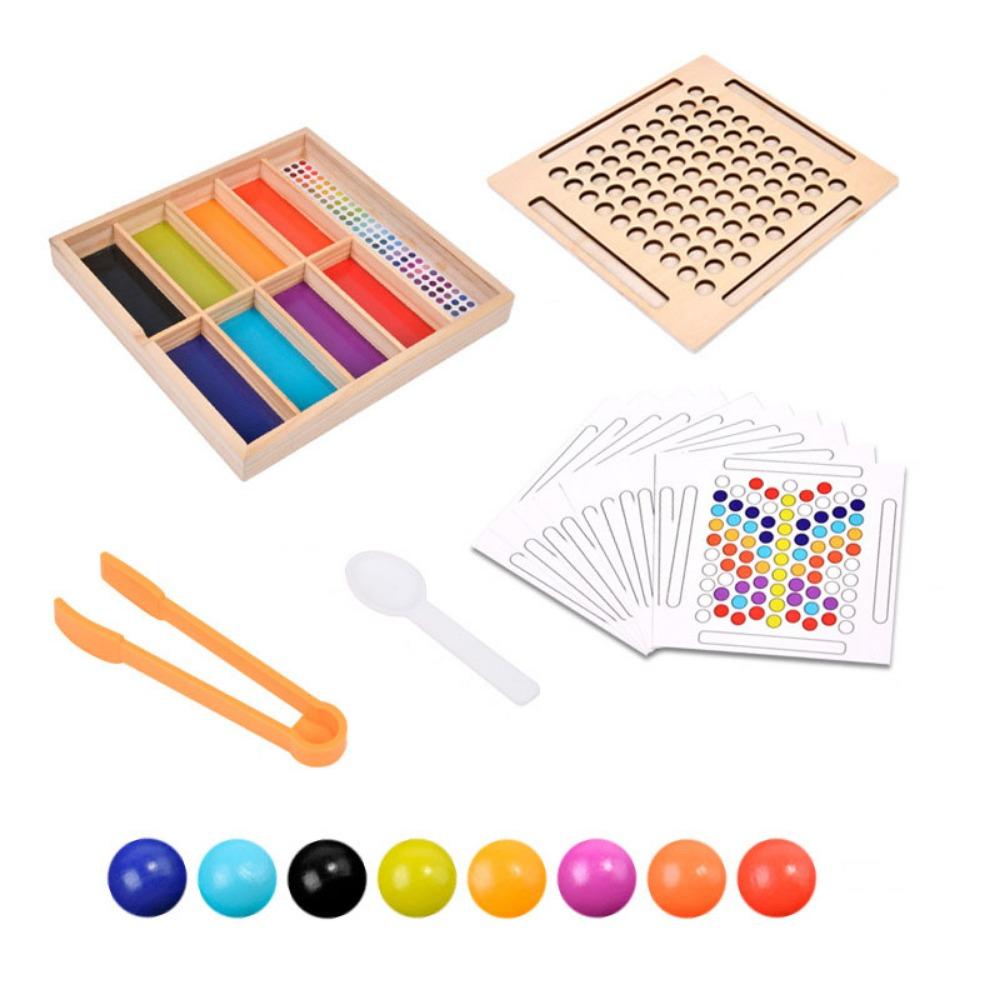 Puzzle Bead Color Matching Game Wooden Color Sorting Game Fine Motor Training