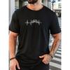 Men's Bicycle Heartbeat Pattern Summer Casual Crew Neck Short T-shirt