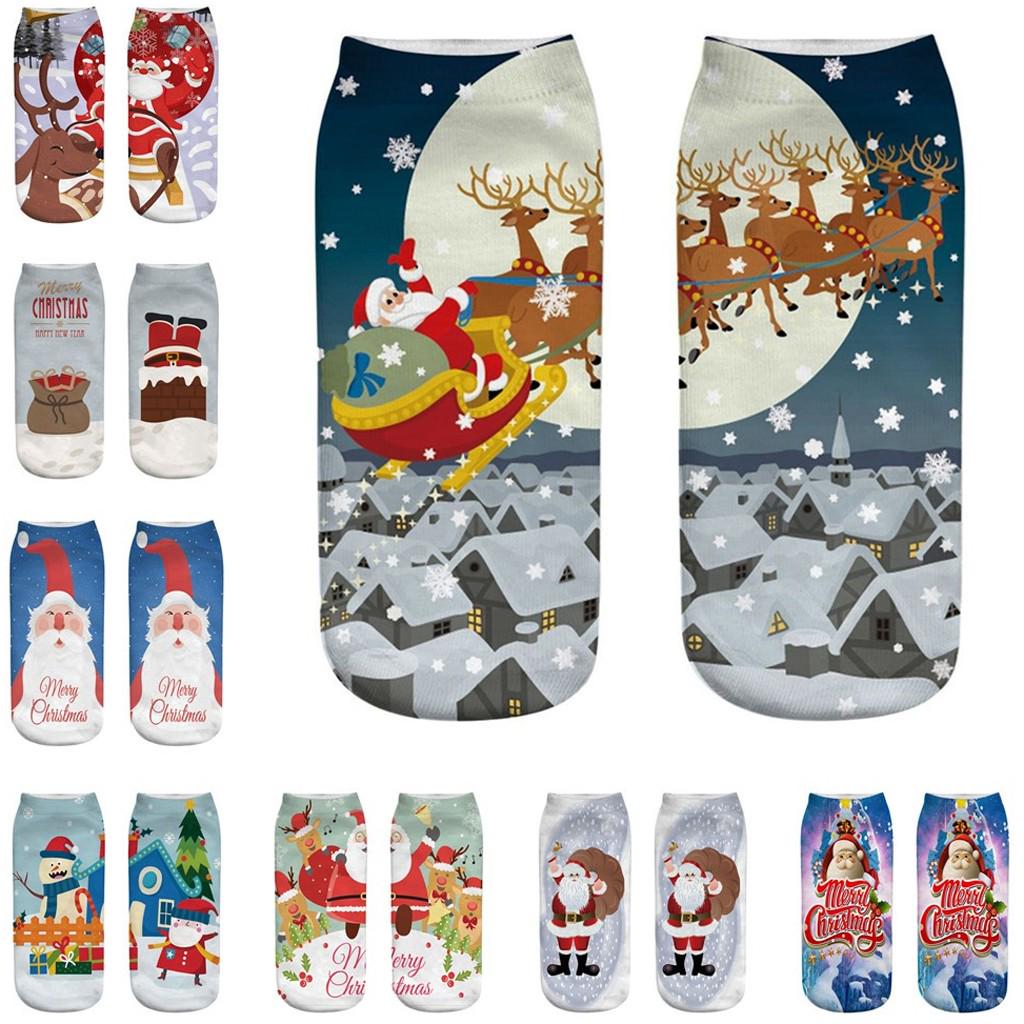 Повседневные рабочие деловые носки 3D Рождественские спортивные носки с принтом Санта-Лося среднего размера