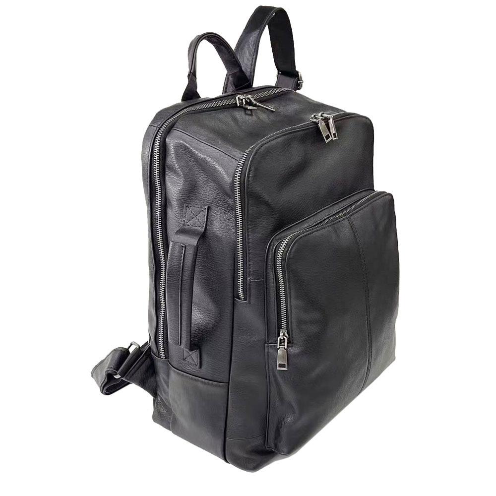 Кожаный рюкзак для мальчиков, черный 14-дюймовый деловой компьютерный рюкзак, дорожный рюкзак из воловьей кожи