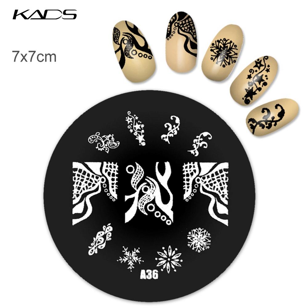 kads 1PC Round Stainless Steel Nail Art Nail Stamping Plates Manicure Stamp DIY for Nail Templates Classic Series Tools