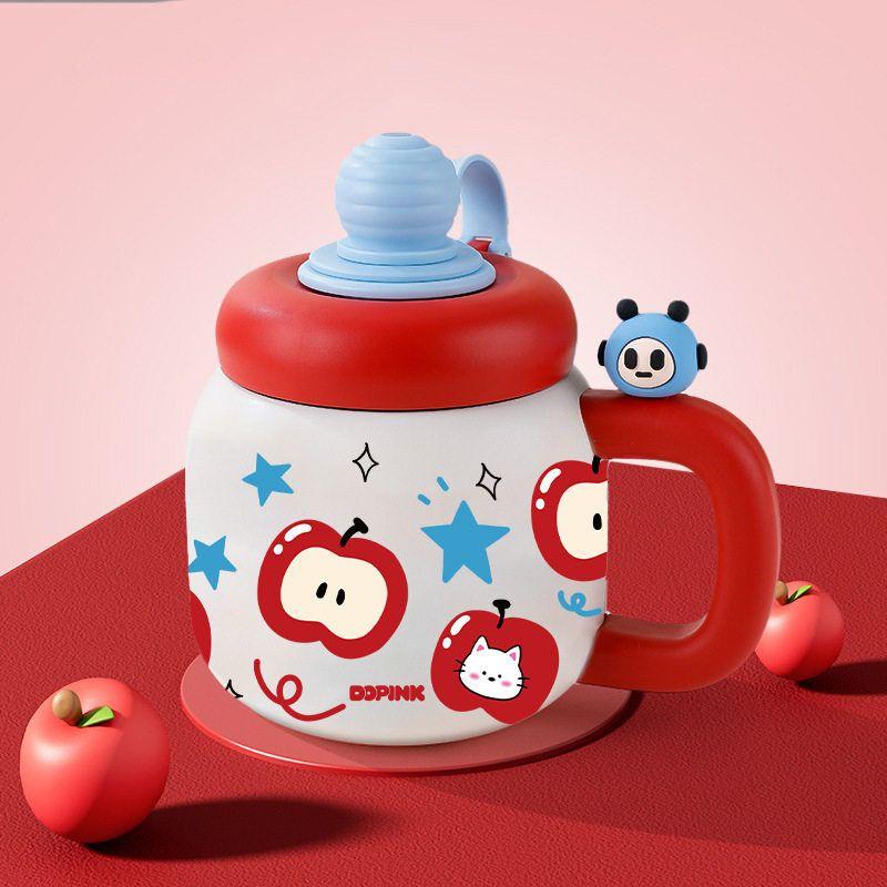 Dopamine Large-Capacity Thermos Cup for Female Students, High-Value Cute Straw Cup, Office Large-Capacity Cup