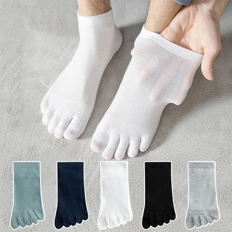 5 Pairs of Men's Summer Thin Breathable Mesh Antibacterial Sweat Absorption Deodorant Socks