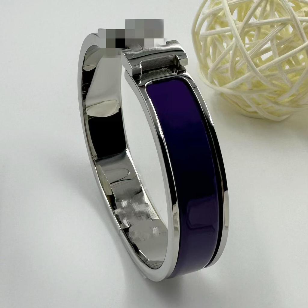 Браслет-бэнгл из эмалированной титановой стали 12 мм с буквой H - Европейский и американский модный браслет