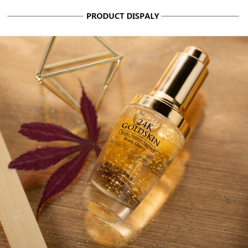 24-каратная золотая гексапептидная эссенция для глаз, увлажняющая, питательная сыворотка для кожи вокруг глаз, гладкая и тонкая линия