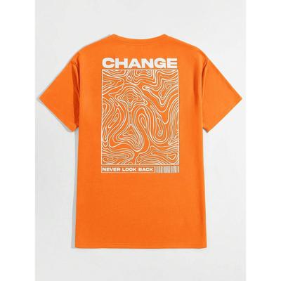 Футболка мужская из хлопка с круглым вырезом и надписью «Change Never Look Back Street Graphic», летняя свободная одежда больших размеров, дышащая