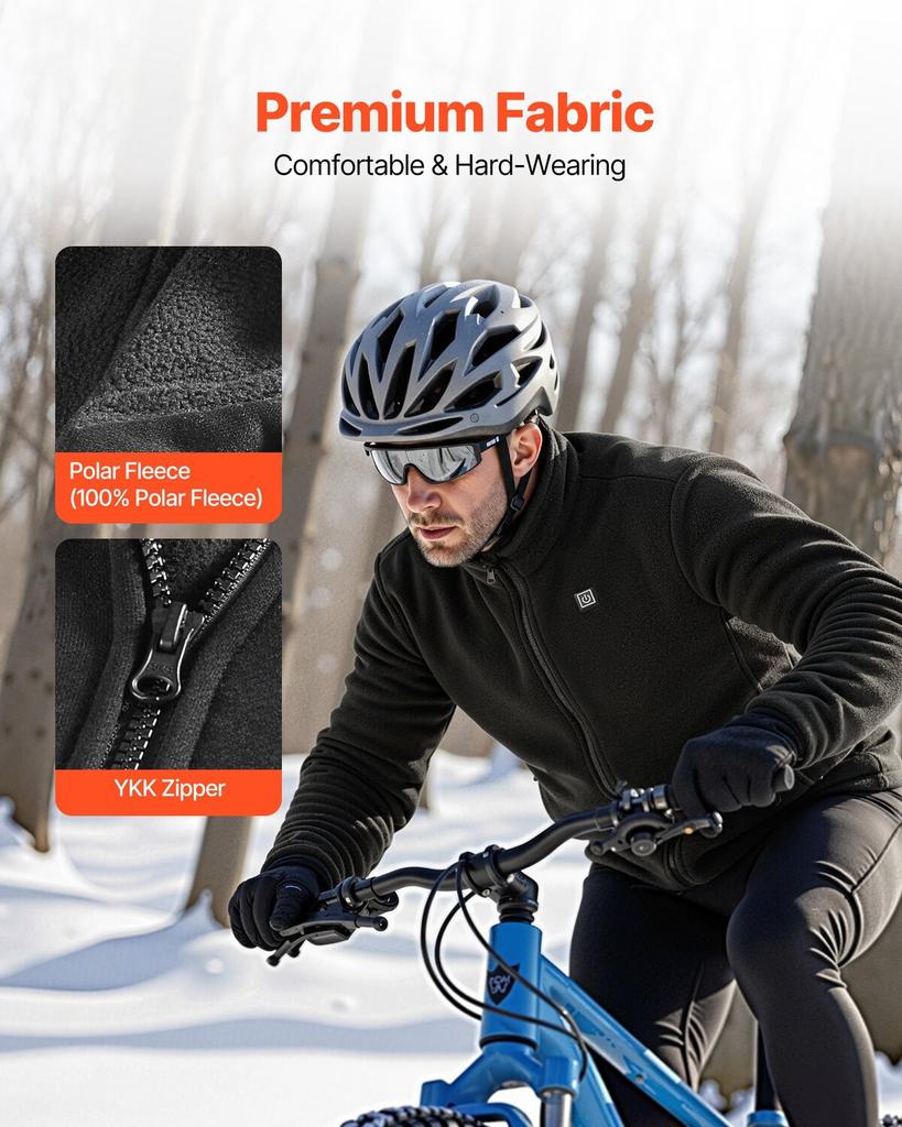 Heated Fleece Jacket for Men, Heated Sweatshirt with 7.4V 16000mAh Rechargeable Power Bank Pack, 6 Heating Zones, 3 Temp Levels, 3h/6h/10h Warmth, for