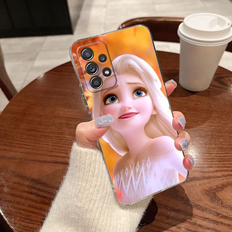 Прозрачный чехол для Samsung Galaxy A57 A37 A56 A36 A55 A54 A35 A26 A07 A17 A16 A06 A34 A15, мягкий чехол с изображением Эльзы из мультфильма «Холодное сердце».