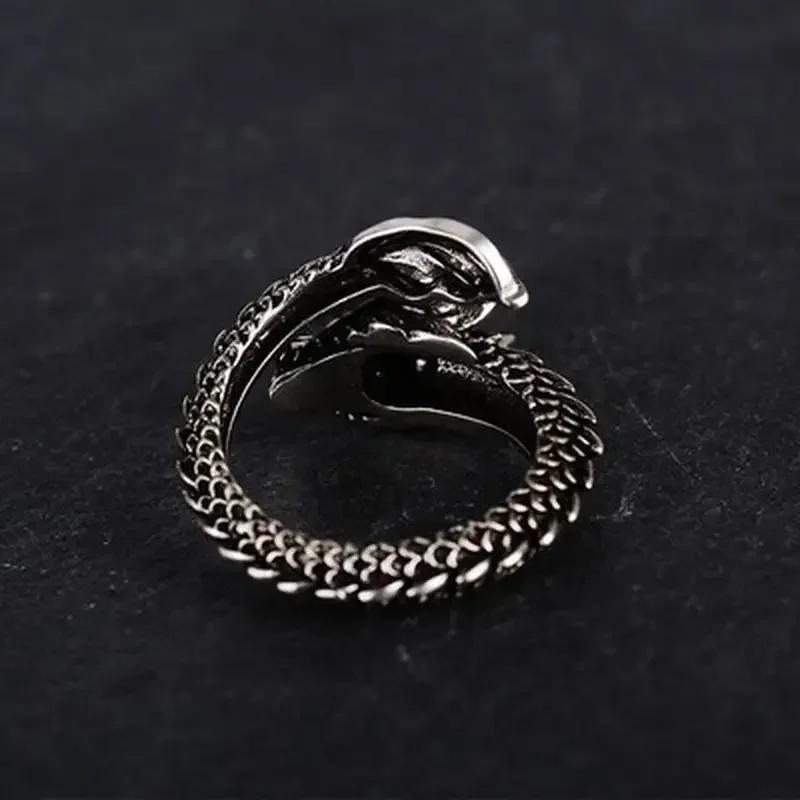 Кольцо с открытым драконом в стиле ретро 2024 года, мужское модное, индивидуальное, властное и преувеличенное, одиночное кольцо с открытым драконом, подарок