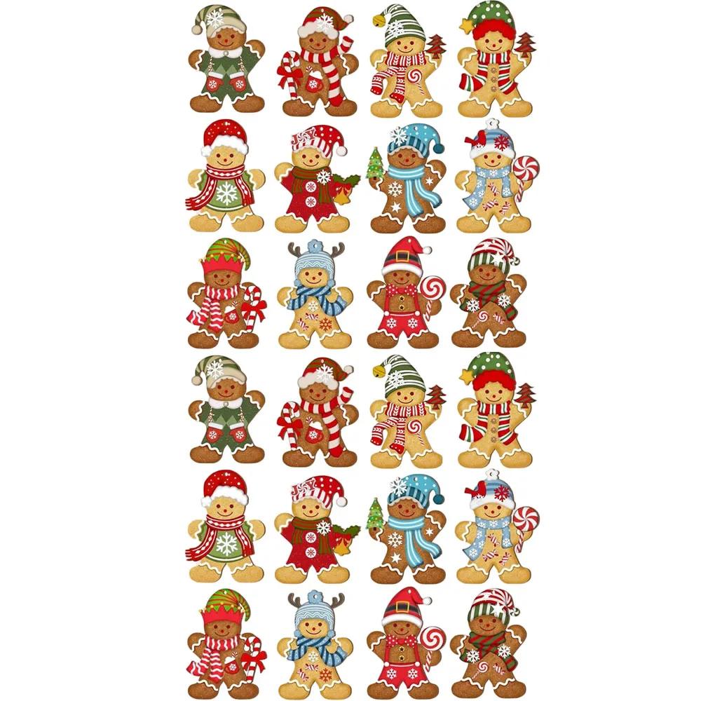 12/24pcs Gingerbread Man Ornaments Christmas Tree Wooden Hanging Decorations Pendants Cute Cartoon Xmas DIY Hangings Home Decor