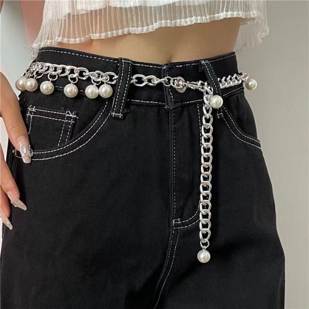 Elegant Chain Belt Versatile Waist Chain Stylish Pearl Belt  Skirt Sweater Decorative Accessories