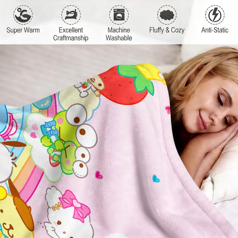 Игривое фланелевое одеяло-коллаж Sanrio, мягкое, теплое, плед, покрывало для дивана, кровати Hello Kitty, легкое летнее одеяло для сна, милый подарок