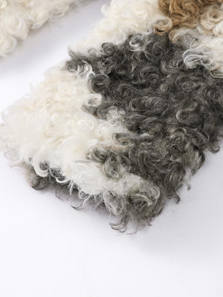 Искусственная куртка из плюшевого меха ягненка женская смешанного цвета, модная повседневная женская меховая короткая куртка, новые топы на осень и зиму