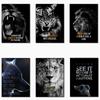 Motivational Quote Black Lion Tiger Canvas Paintings Inspired Art Classic Poster and Print Wall Painting for the Office of Home Decor