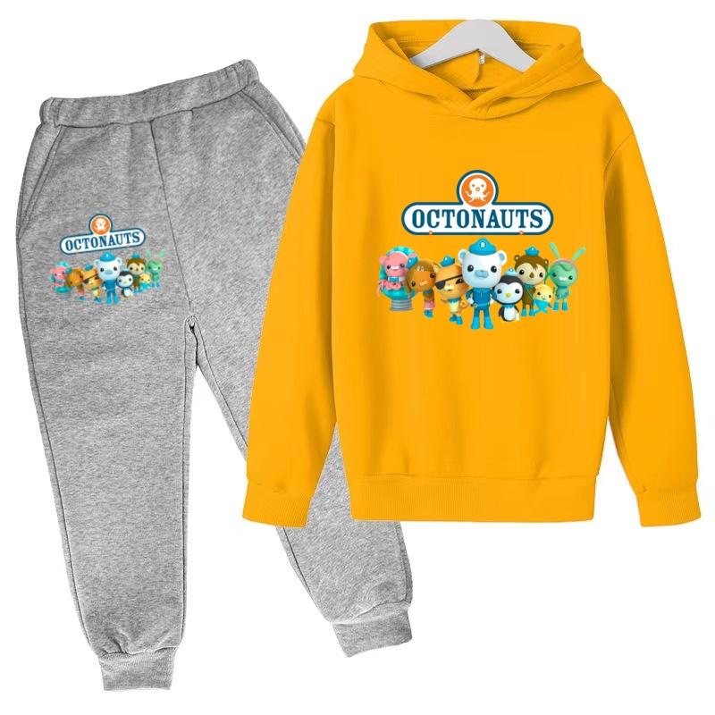 Детская одежда Толстовка Аниме OCTONAUTS Принт Длинный рукав Спортивная одежда Куртка+Брюки 2 шт Мальчик Девочка Малыш 3-12 лет Повседневный Топ Модный Комплект