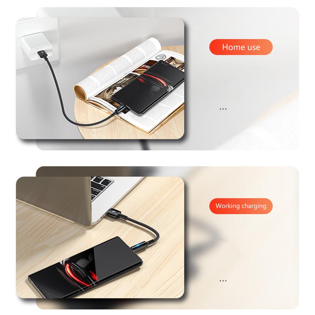 Compact USB C To USB A Charging&Data Cable 2.4A Charger Cord Wire 25cm Short Cord,Nylon and Aluminum Alloy Material