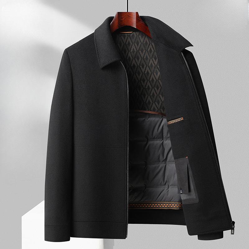 Двусторонняя шерстяная куртка со съемной подкладкой из гусиного пуха, мужская осенне-зимняя новая двусторонняя шерстяная куртка