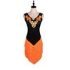 LIUHUO Fringed Latin Dance Dress Rhinestone V-Neck Performance Skirt Ballroom