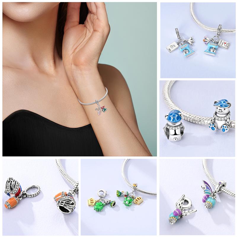 New Copper Charms Beads Trinket Butterflies Hat Pendants Fit Original Bracelet Necklace For Women Diy Jewelry Gift