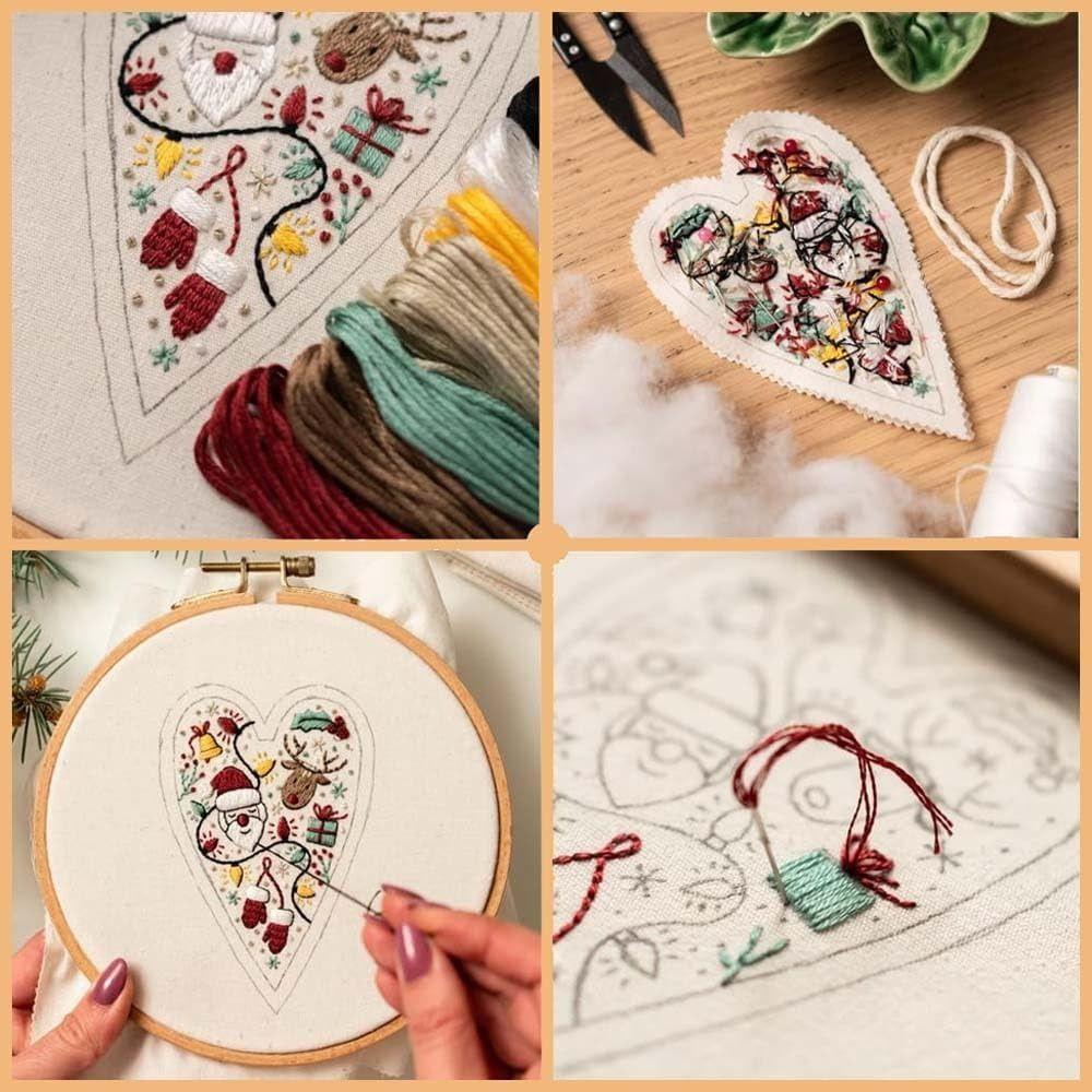 Gifts Heart Cross Stitch Kit with Needle and Thread Embroidery Christmas Decoration for Christmas