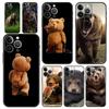 Funny Just Relax Brown Bear Luxury Phone Case For iPhone 13 15 14 12 11 Pro MAX XR X SE XS 7 8 Plus Soft Silicone Black Cover