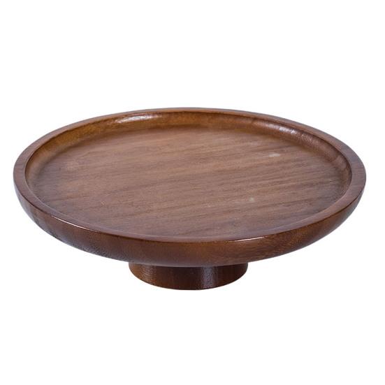 Wooden Dinner Plate Round Serving Platter High Stand Sushi Dish Food Serving Trays for Fruits Salads Dessert Bread Cake