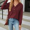 JKASHDK Женские модные повседневные осенне-зимние однотонные блузки и рубашки с v-образным вырезом и длинным рукавом с принтом