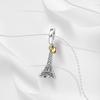 Creative 925 Silver Eiffel Tower Gold Heart Double Charm Fit DlY Bracelet Necklaces Women's Dating Jewelry Accessories