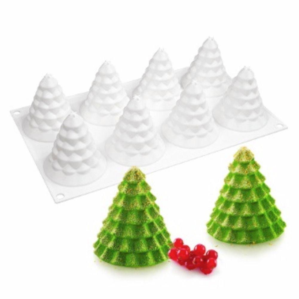 Hot 8 Holes Christmas Tree Cake Baking Tool 3D Stack DIY Christmas Tree Silicone Mold Ice Tray Baking Tool Festival Party