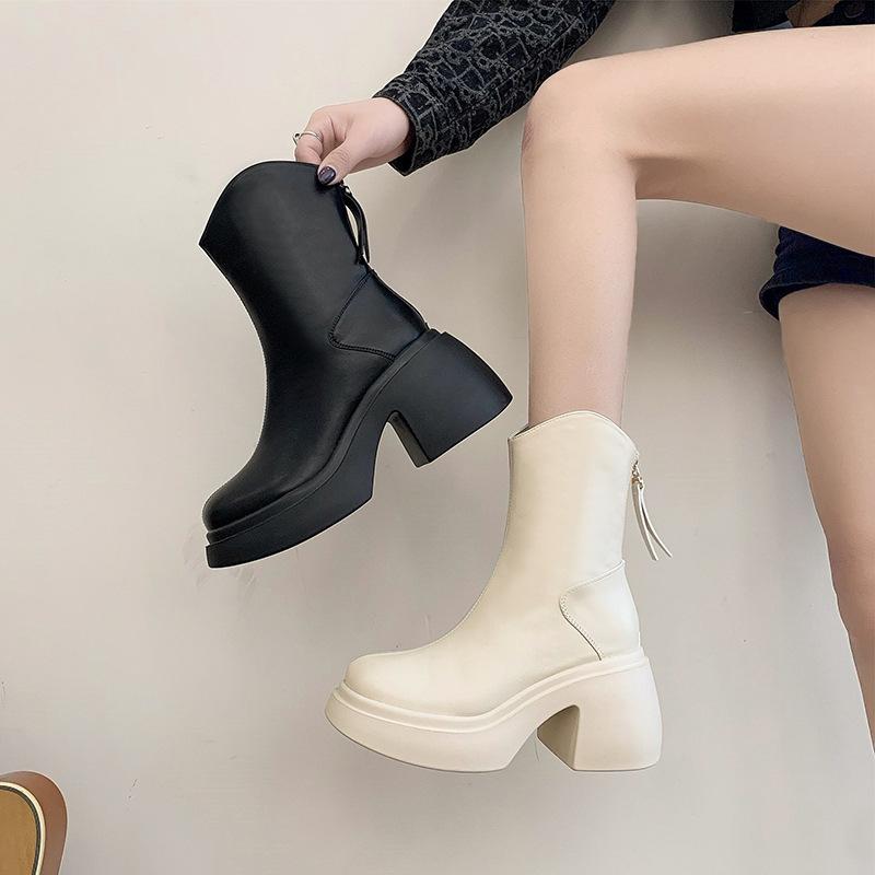 Ботинки Spot Martin короткие женские сапоги 2025 осень и зима новые рыцарские сапоги толстый каблук толстая подошва тонкие сапоги британский стиль сапоги женские