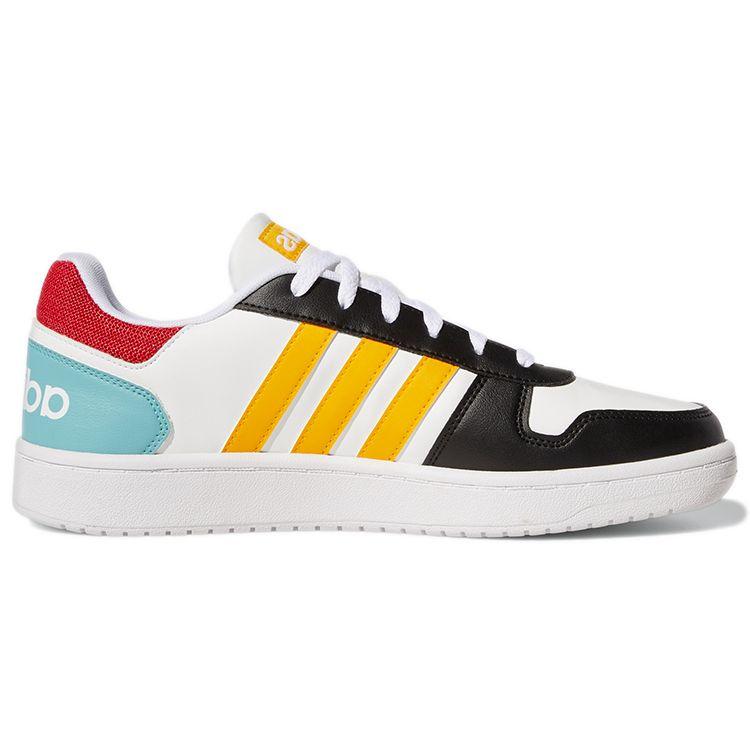 Adidas Neo Hoops 2.0 Round Toe Lace-Up Low Top Basketball Shoes Men Sneakers White Black Yellow GY5899