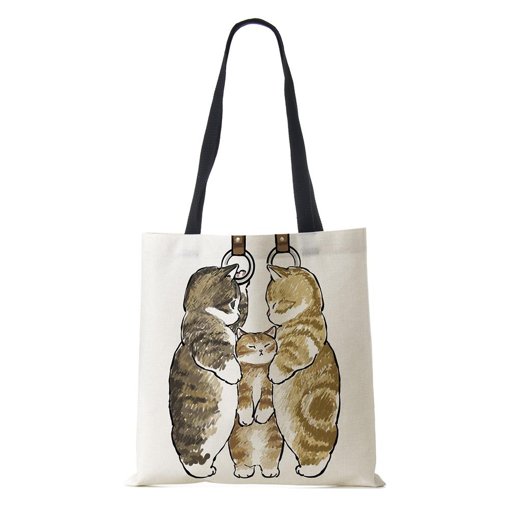 Сумка на плечо с рисунком собаки, винтажная женская многоразовая холщовая сумка-тоут в стиле Харадзюку, Повседневная складная сумка для покупок, 2022 г.