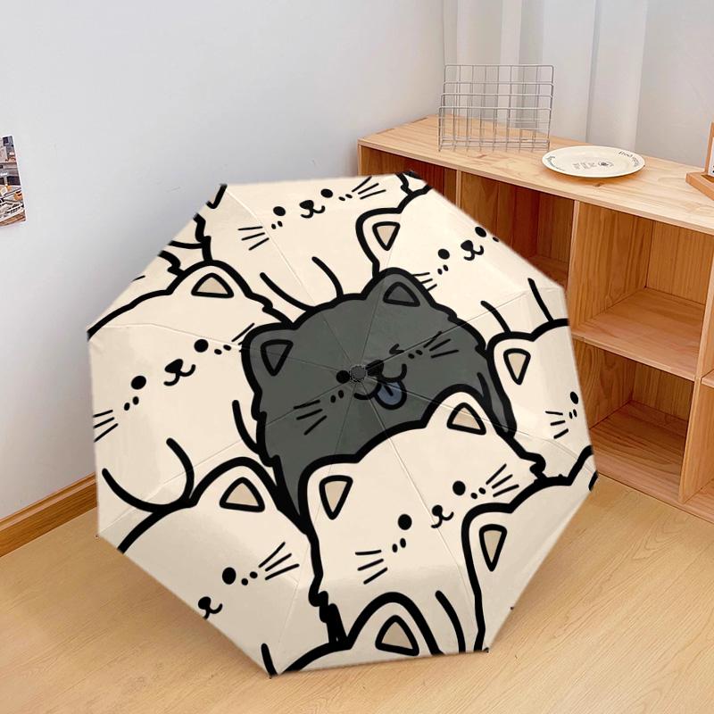 1 шт. chow Автоматический складной зонт - Мультяшный узор, Портативный и складной дизайн с 8 спицами, Рождественские и Новогодние подарки