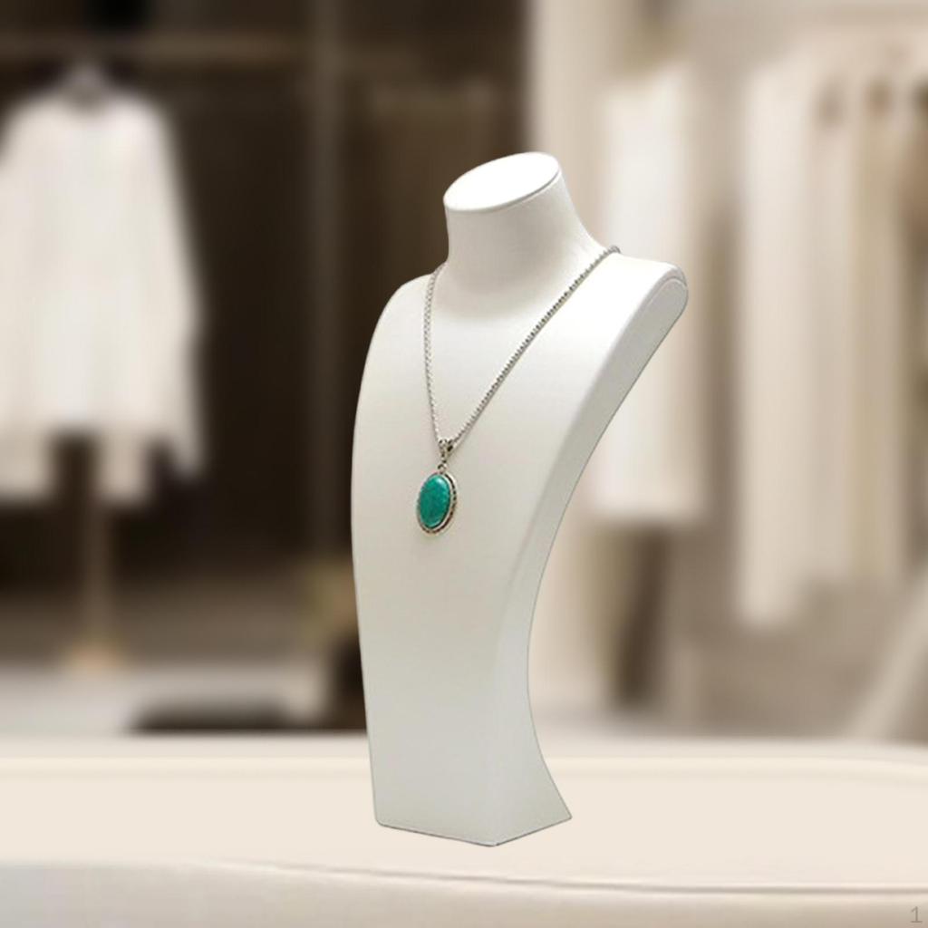 Necklace Bust Display Stand Jewelry Holder Photo Prop, PU Leather Selling Storage Rack Shop