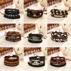 Vintage Multilayer Leather Knit Beaded Bracelet Personality Men's Bracelet Party Gift