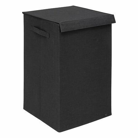 Colorama 74L black fabric and MDF laundry basket, 2 compartments