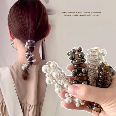 Модная жемчужная прямая телефонная линия, повязка для волос, женская, с высоким хвостом, артефакт, темперамент, пузырчатая коса, артефакт, голова, веревка, аксессуары для волос