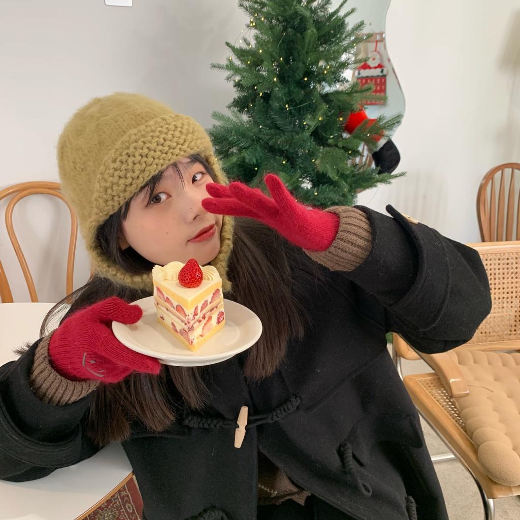 Korean Version of Knitted Flying Hat for Women Showing Their Faces Small Warm Ear Protection Wool Hats Autumn and Winter Lei Feng Hat Trend