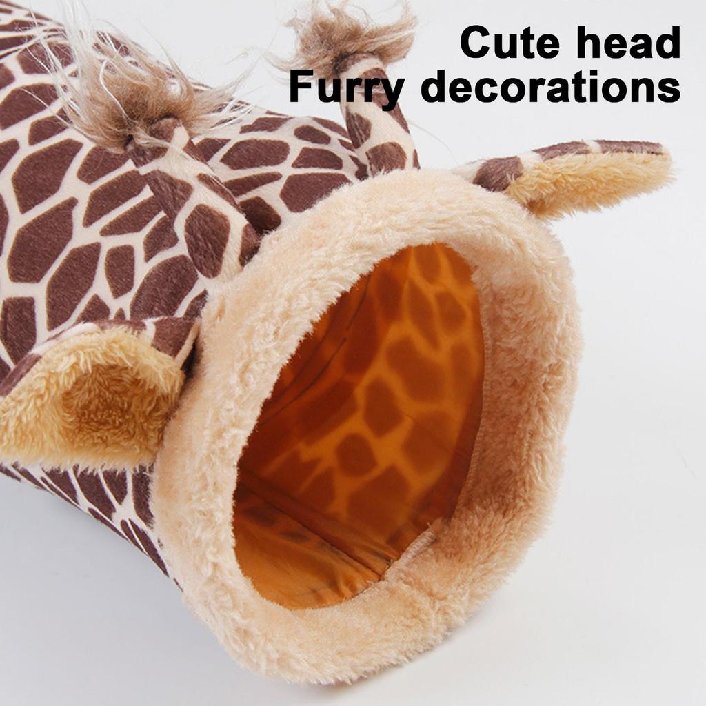 Hamster Tunnel Foldable Sleeping Shelter Enrichment Giraffe Design Warm Ferret Tube For Dwarf Bunny Hamster Hedgehog Ferret