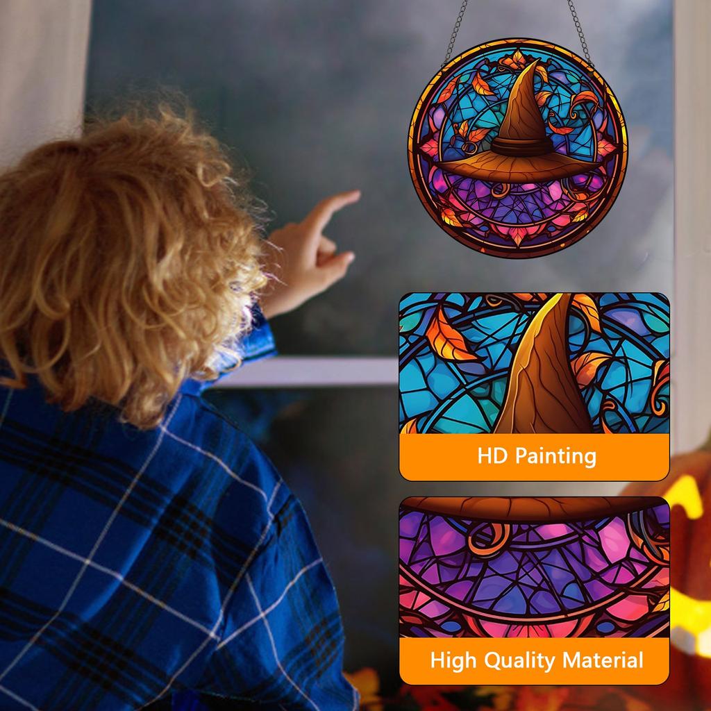 2D Holiday Pendants Halloween Acrylic Stained Glass Window Decorations Garden Decorations Home Porch Decorations