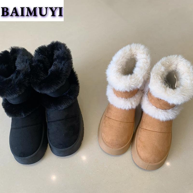 Меховые балетки на платформе женские зимние ботильоны теплая обувь 2025 тренд новые короткие плюшевые хлопковые ботинки челси повседневные прогулочные женские ботинки