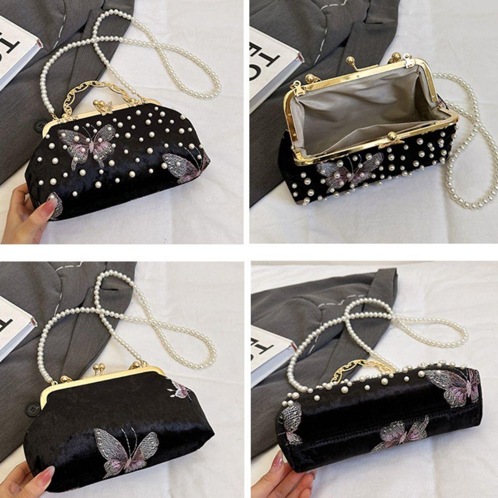 Cheongsam Accessories Chinese Style Handbag Pearl Hanfu Clutch Bag Casual Ladies Shell Bag  Women