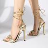 Sexy Ankle Strap Sandals Women Party Nightclub Stripper Heels High Quality Crystal Diamond Pointed Toe Wedding Shoes