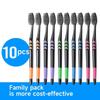 10 Pcs Family Pack Toothbrush, Bamboo Charcoal Soft Bristles Toothbrush Travel CarryColor Random