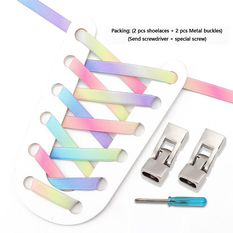 Красочные эластичные крестообразные шнурки без завязок кроссовки 8 мм шириной плоские без завязывания шнурки детские взрослые радужные резиновые шнурки